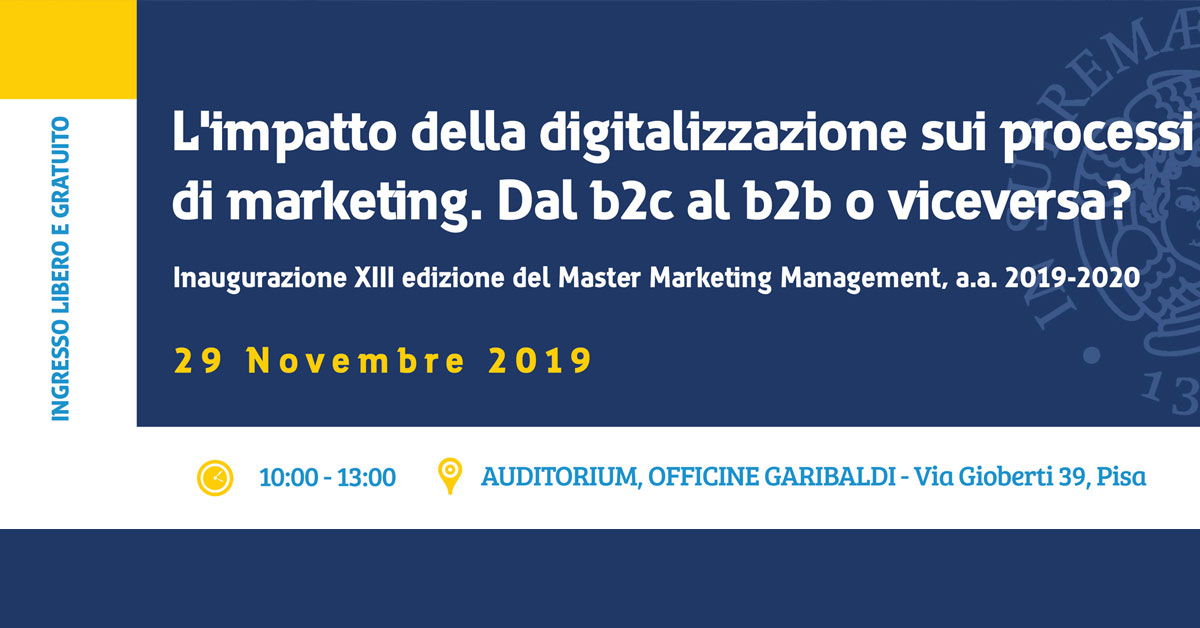 Inaugurazione XIII edizione Master Marketing Management, a.a. 2019-2020